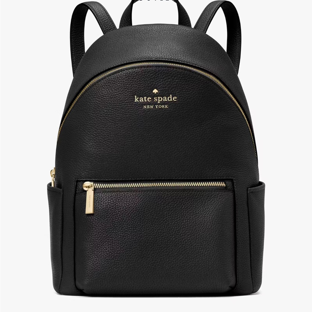 Kate Spade Leila Black Backpack with Gold Accents